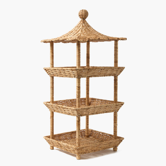 Rattan Three Tier Pagoda Stand