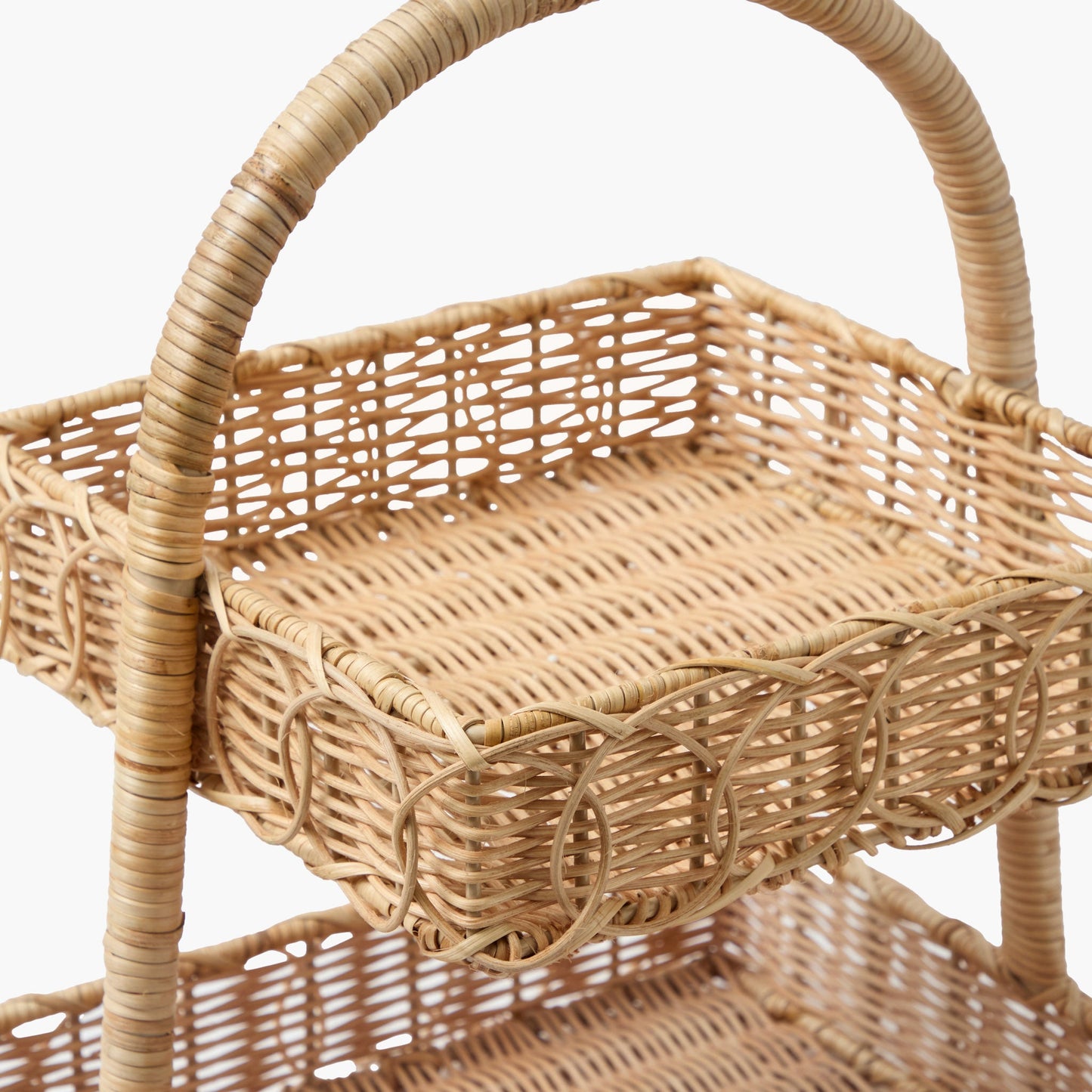 Square Rattan Two Tier Stand