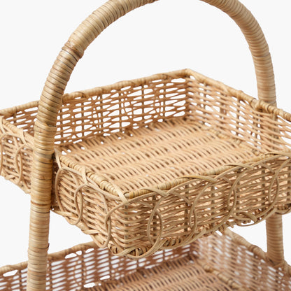 Square Rattan Two Tier Stand