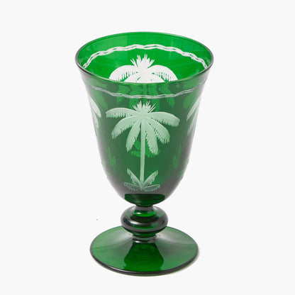Emerald Palm Tree Wine Glasses (Set of 4)