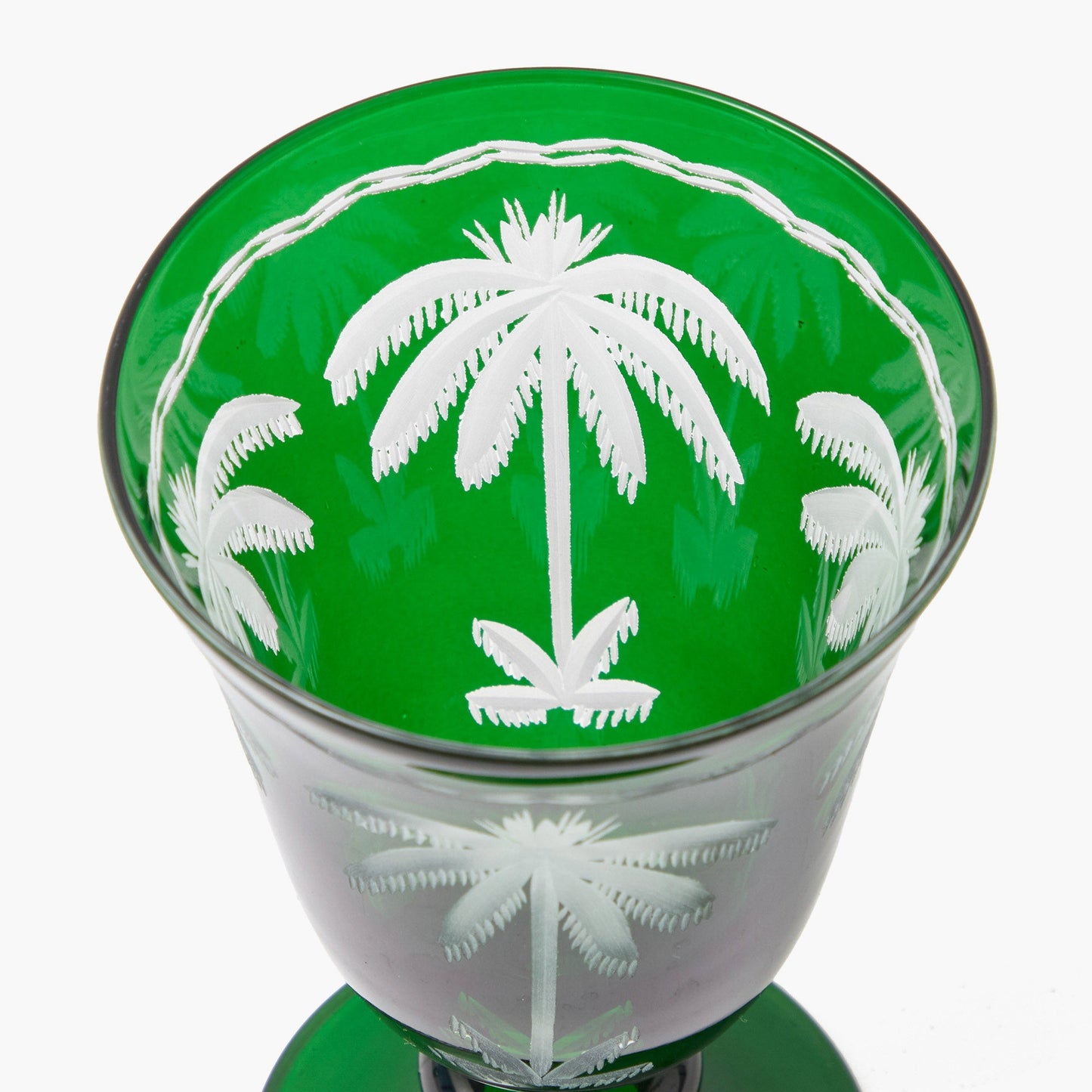 Emerald Palm Tree Wine Glasses (Set of 4)
