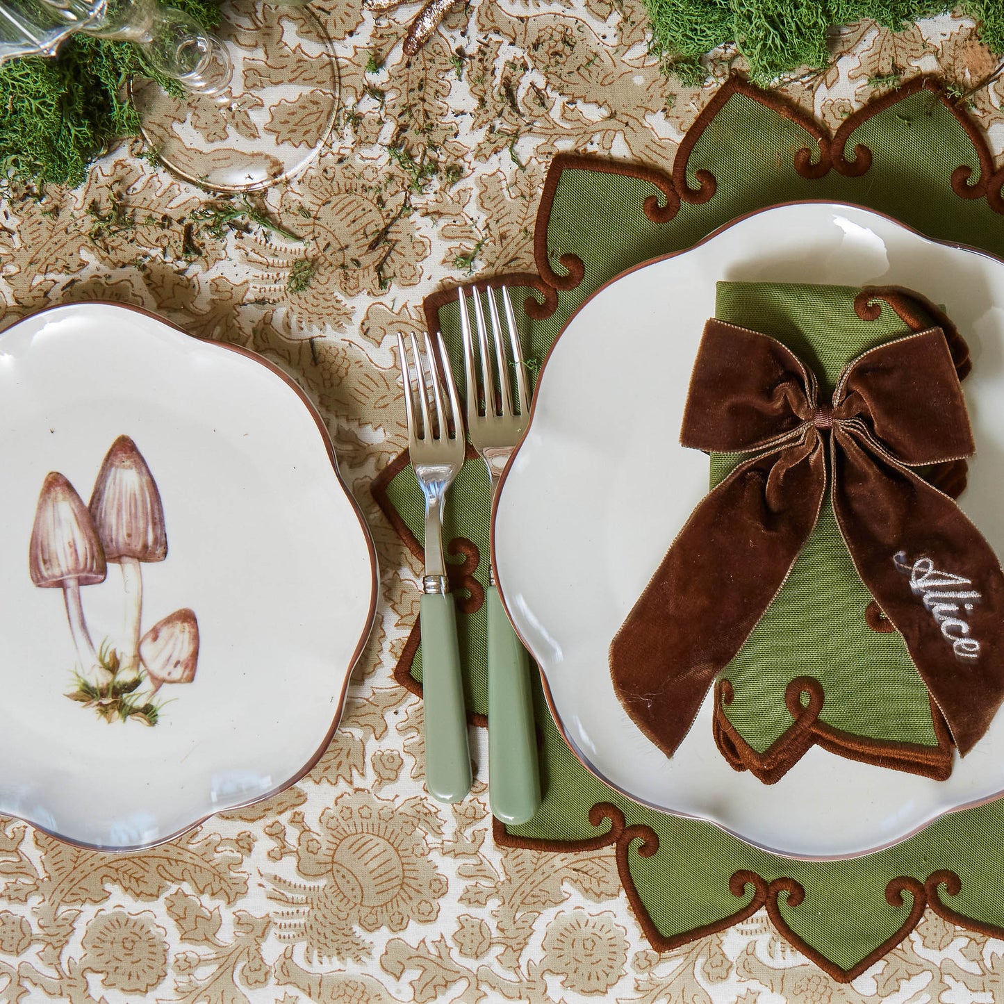 Forest Green & Brown Angelina Placemats (Set of 4)
