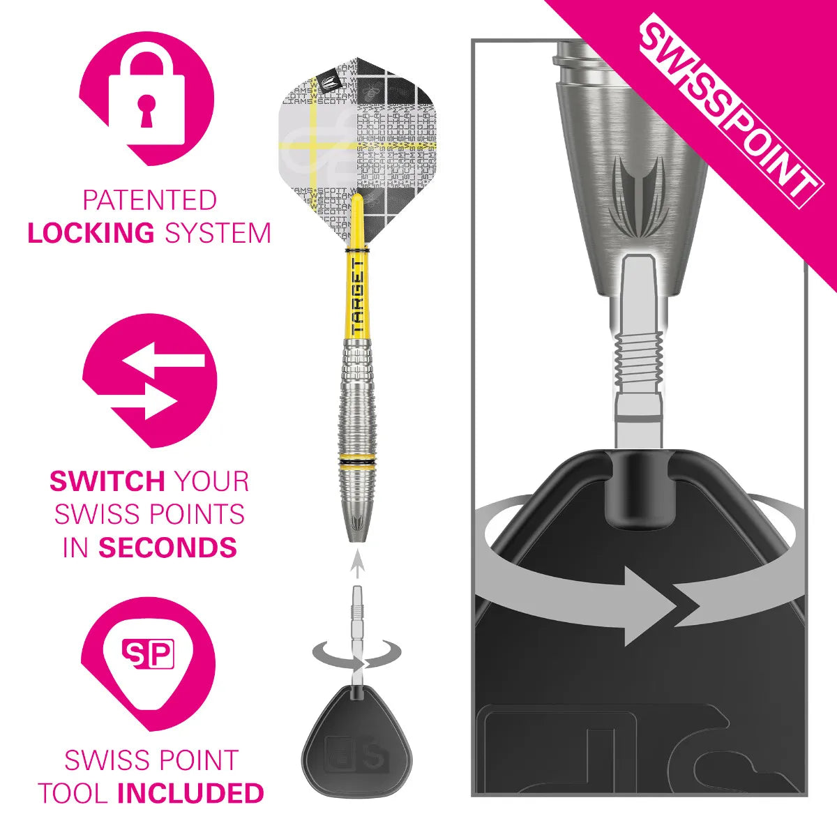 TARGET - 23g - Scott Williams G2 SP Steel Tip Darts - 90% Tungsten