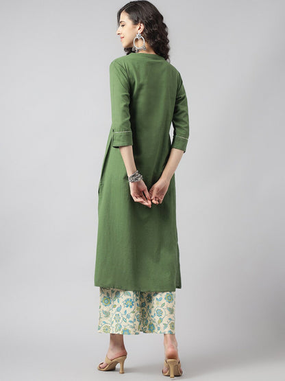 Band Collar A-Line Kurta with Palazzos