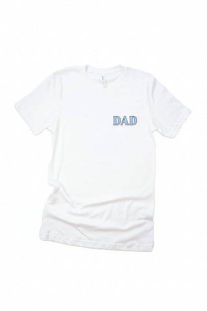 Blue Seersucker Dad Graphic Tee | White