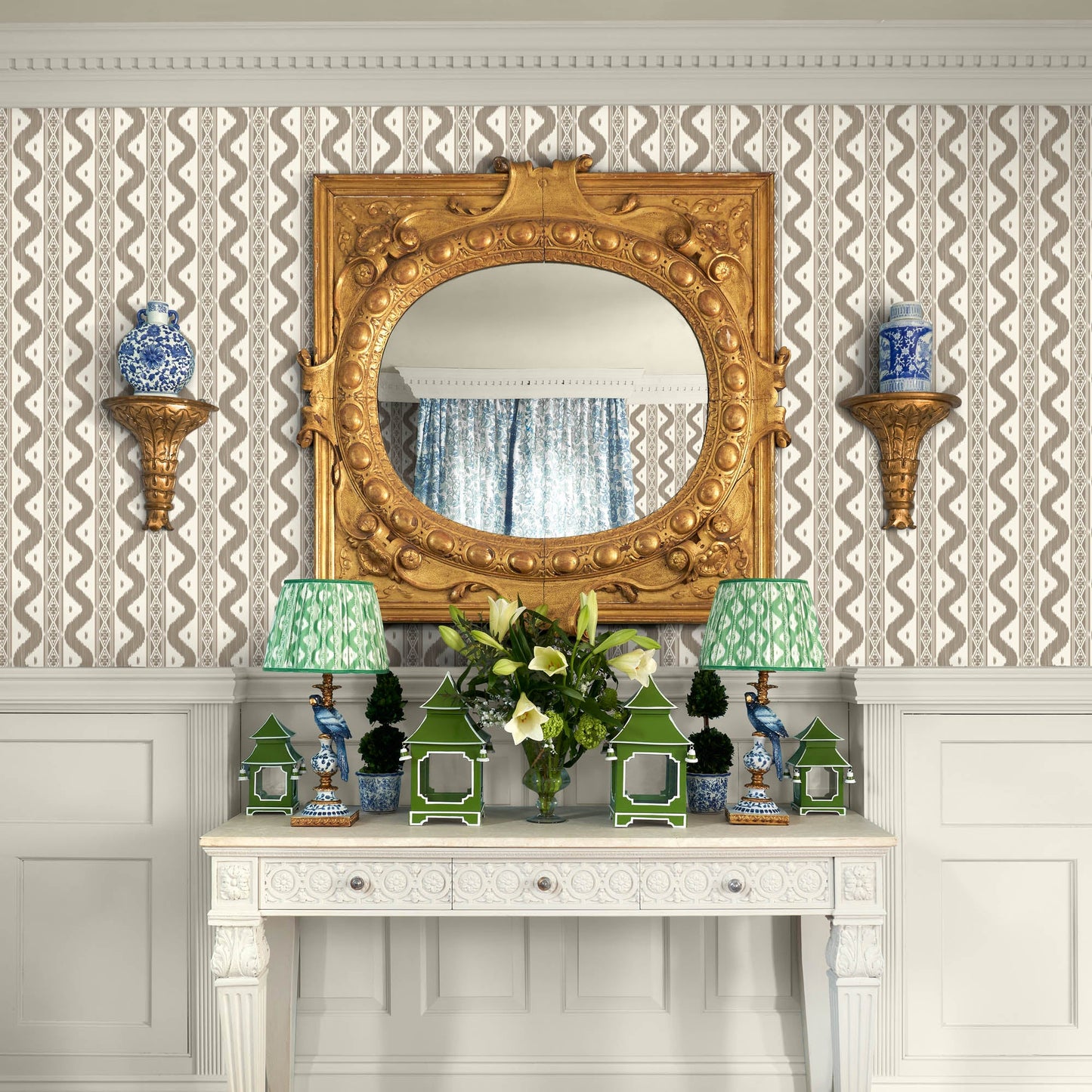 Putty Ikat Stripe Wallpaper