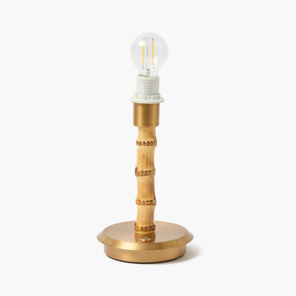 Bamboo Short Rechargeable Lamp with Caramel & Blue Lotus Shade (18cm)