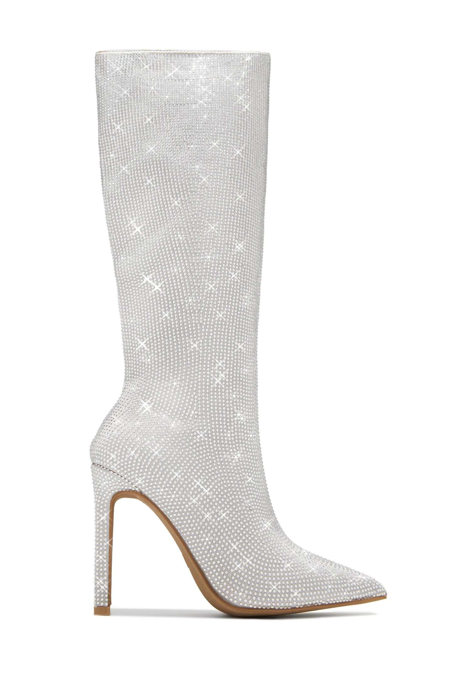 After Party Embellished High Heel Boots - Silver