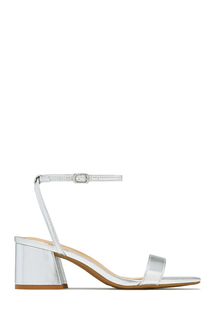 Alina Block Mid Heels - Silver