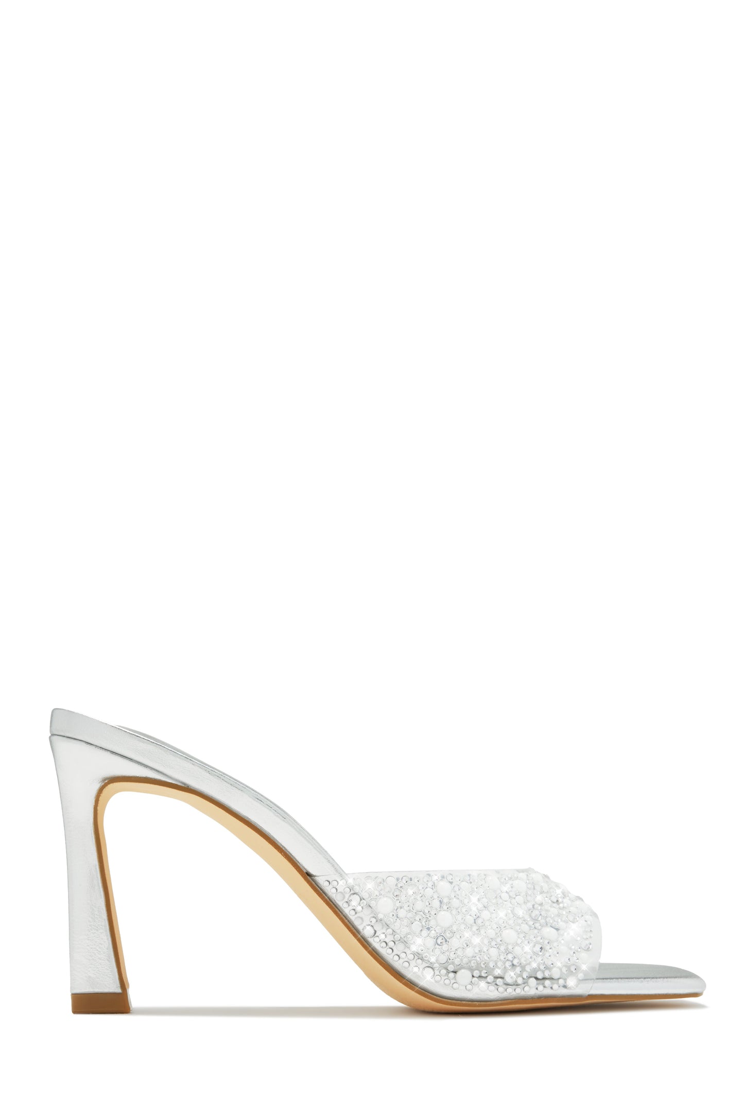 Gaia Embellished Mule Heels - Nude