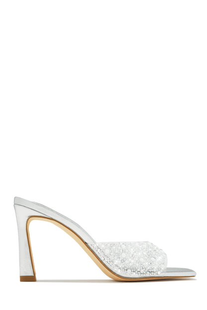 Gaia Embellished Mule Heels - Nude
