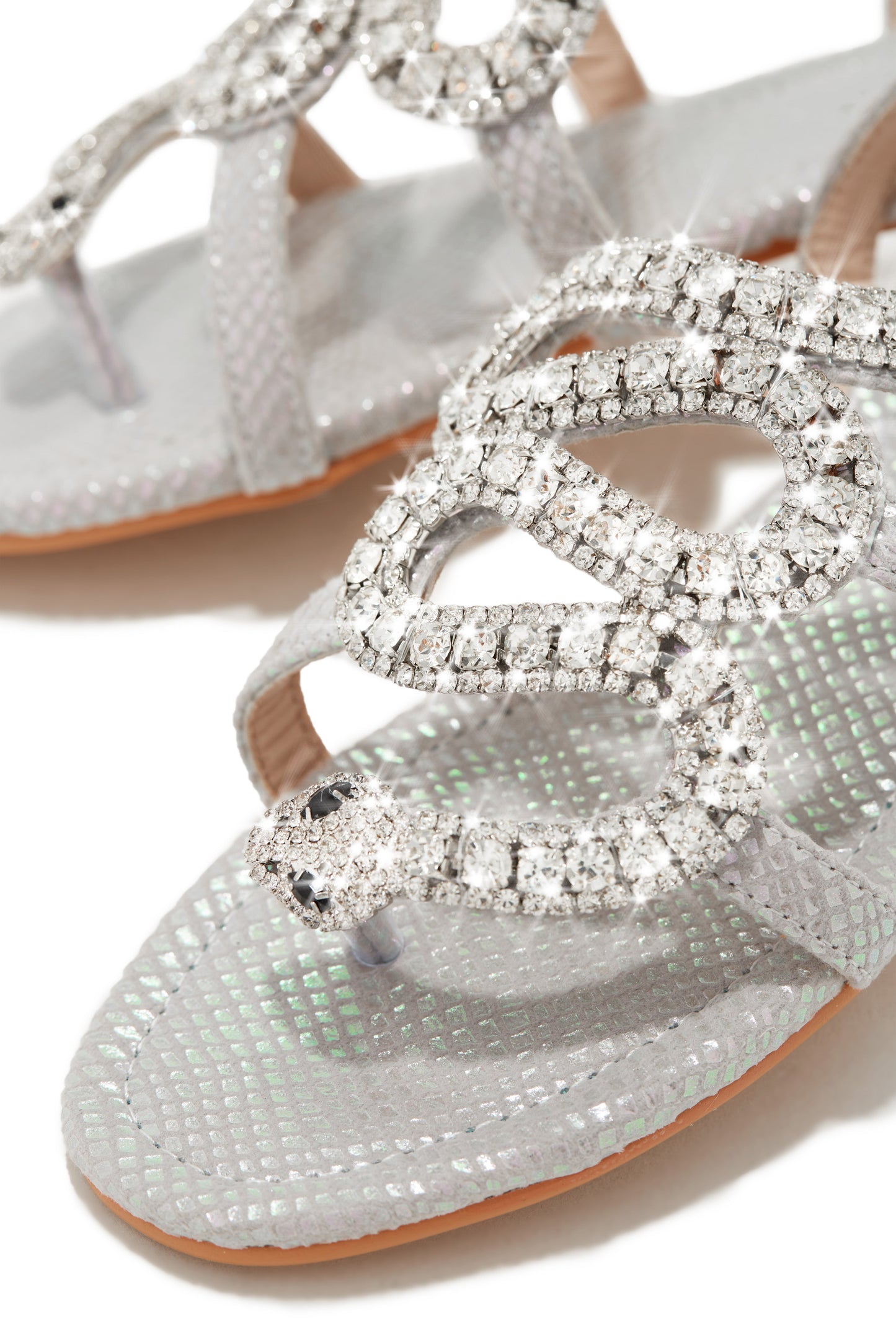 Wild One Snake Embellished Sandals - Silver