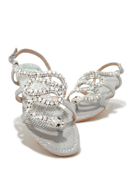 Wild One Snake Embellished Sandals - Silver