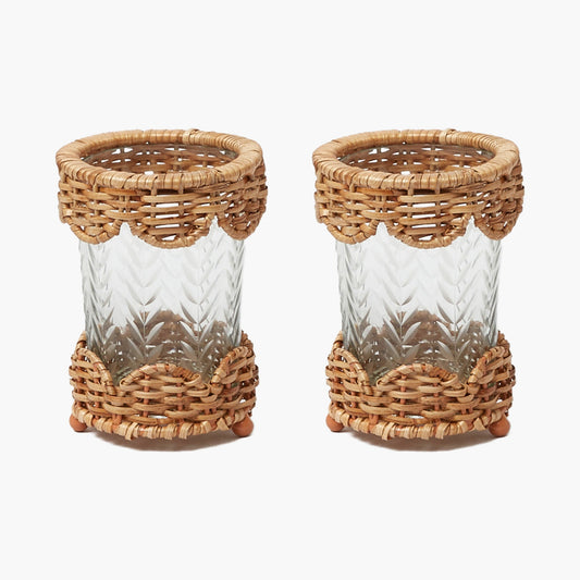 Small Helena Rattan Hurricane Lantern (Pair)