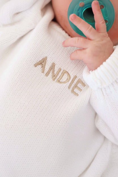 Embroidered Knit Sweater Bubble Romper | Snow
