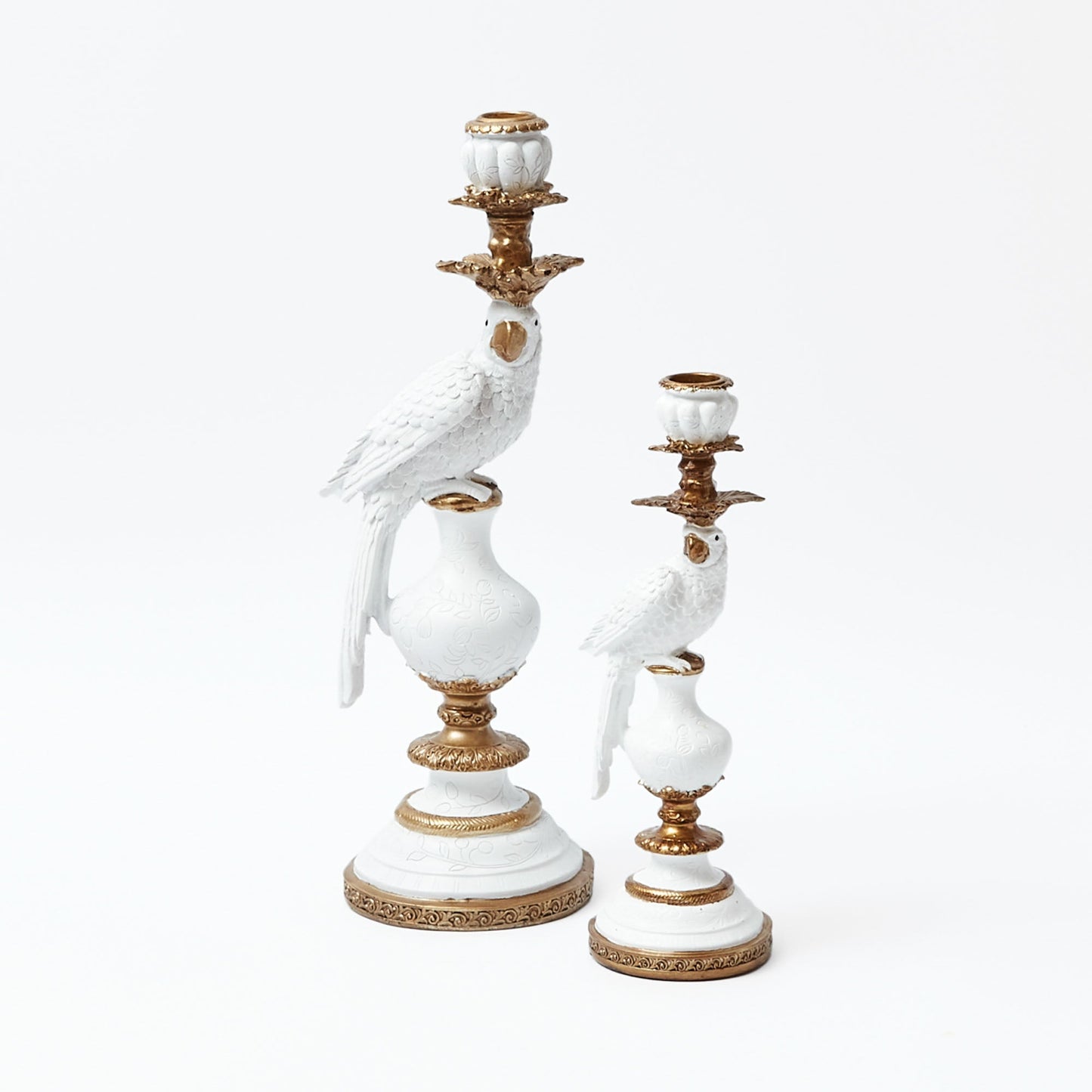 White Parrot Candle Holders (Pair)