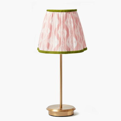 Tall Rechargeable Lamp with Pink & Green Ikat Shade (18cm)