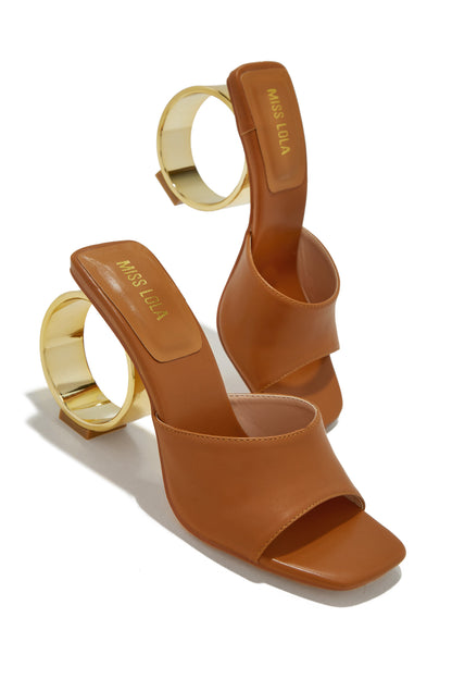 Naomi Sphere Heel Mules - Tan