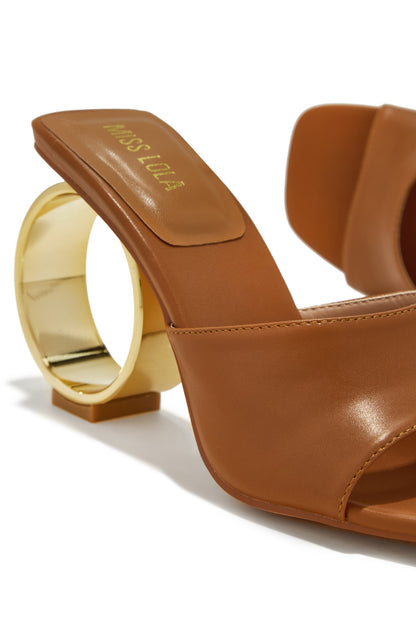 Naomi Sphere Heel Mules - Tan