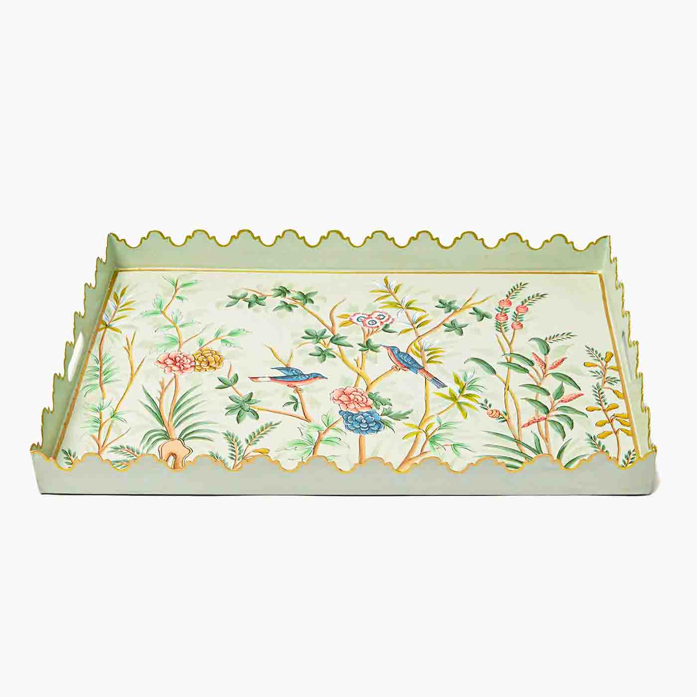 Green Chinoiserie Tole Tray