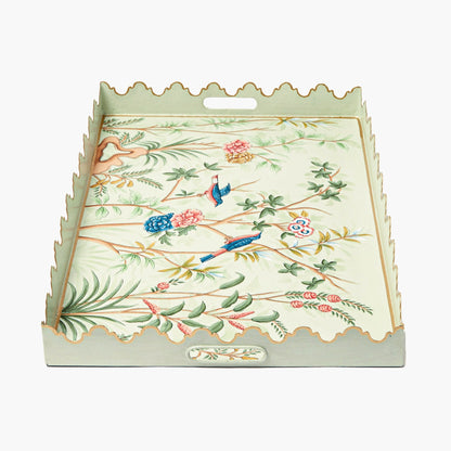 Green Chinoiserie Tole Tray