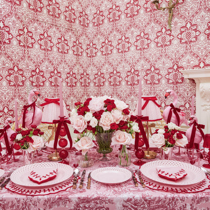 Pink & Red Bow Laurel Placemats & Napkins (Set of 4)