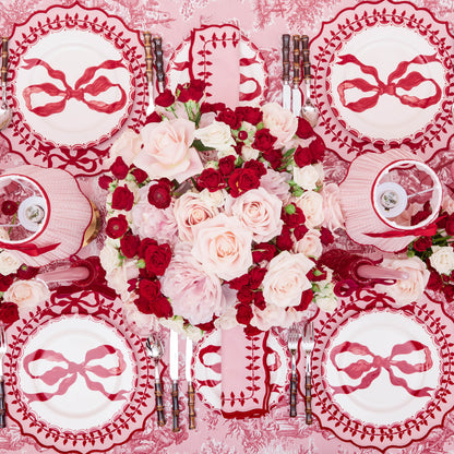 Pink & Red Bow Laurel Placemats & Napkins (Set of 4)