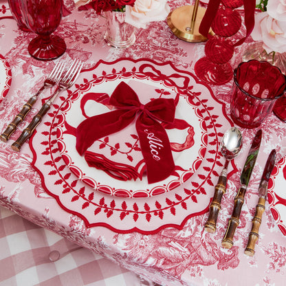 Berry Red Personalisable Velvet Bow
