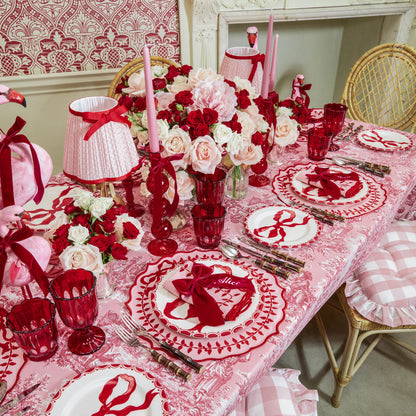 Pink & Red Bow Laurel Placemats & Napkins (Set of 4)
