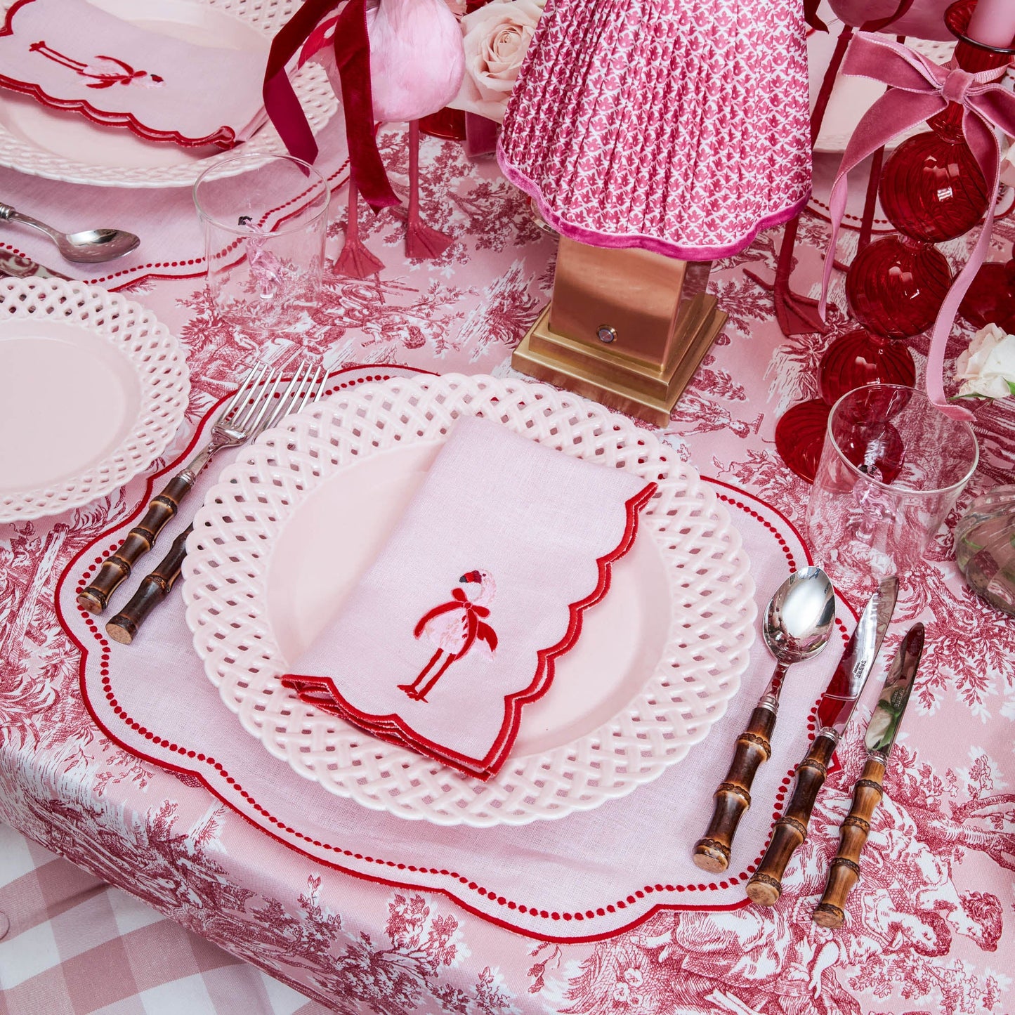 Pink & Red Eloise Linen Placemats (Set of 4)