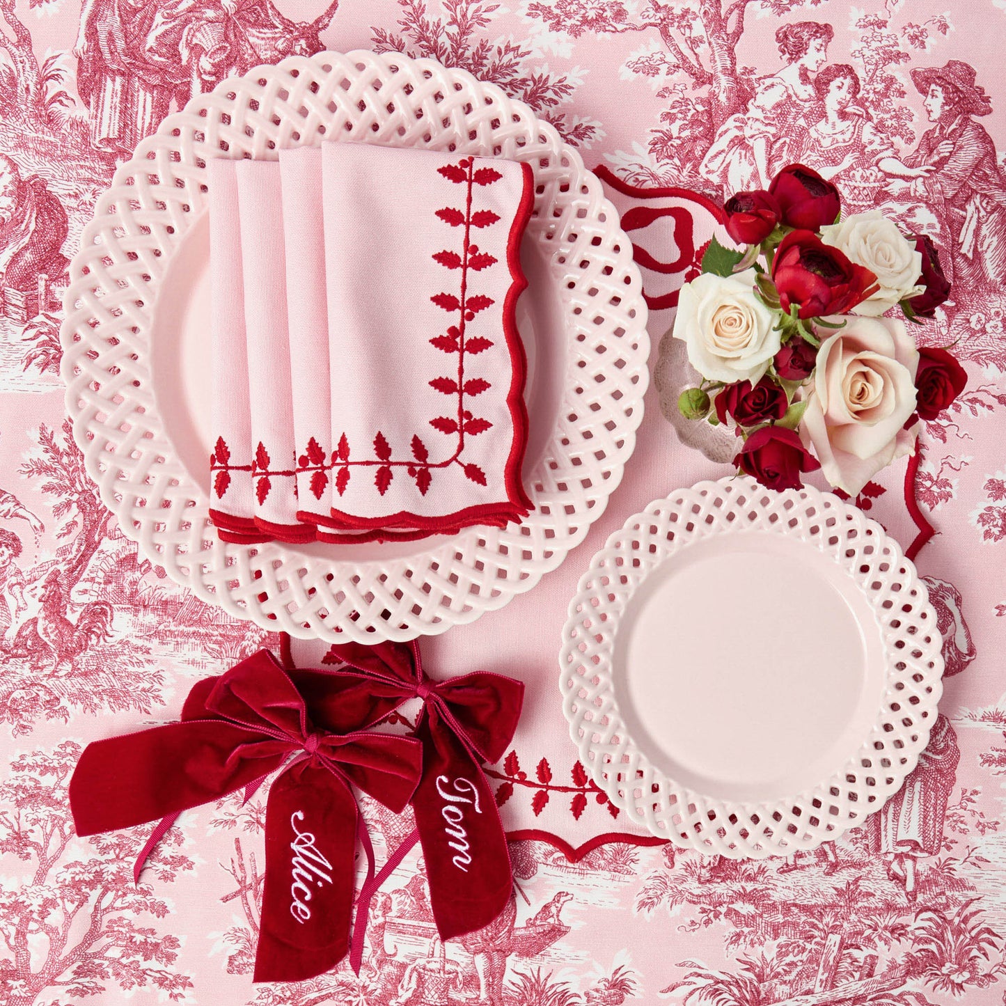 Berry Red Personalisable Velvet Bow