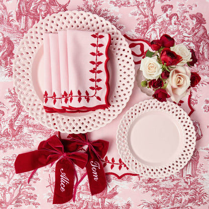 Berry Red Personalisable Velvet Bow