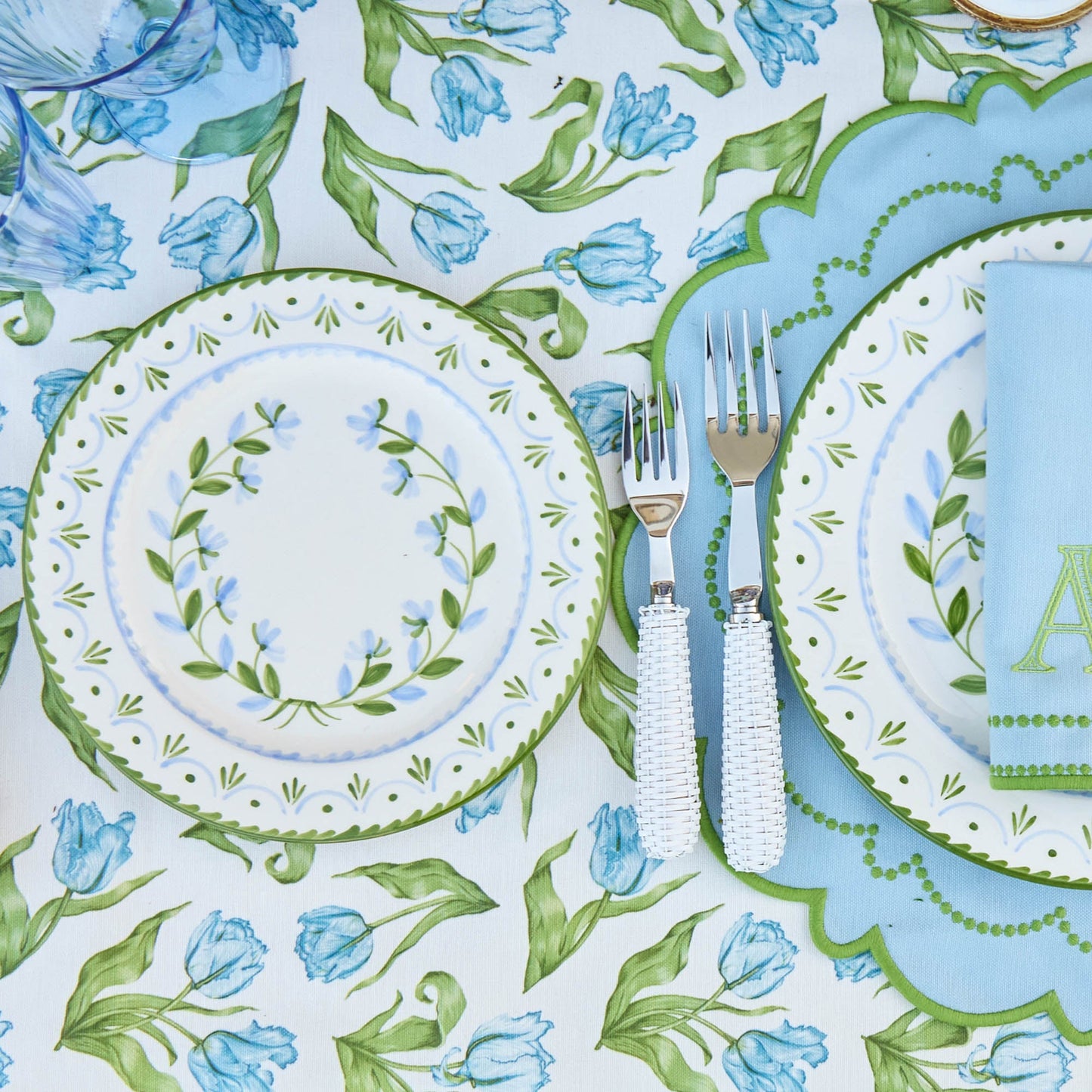Josephine Green & Blue Starter Plates (Set of 4)