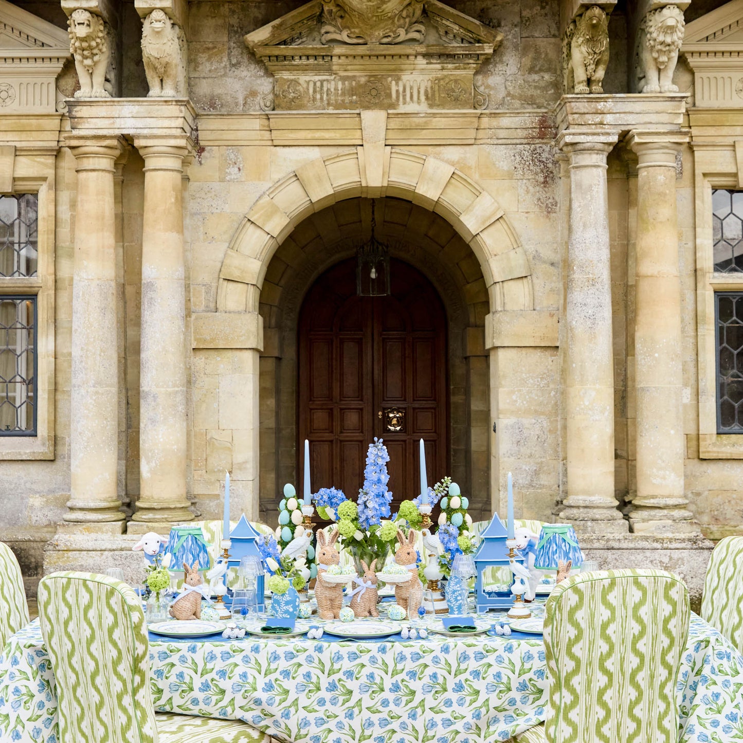 Blue Lily of the Valley Linen Placemats & Napkins (Set of 4)