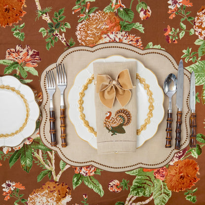 Taupe Turkey Embroidered Linen Napkins (Set of 4)