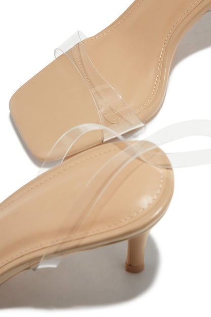 Viana Clear Strap Mid Heels - Nude