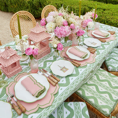 Vivienne Rattan Chair with Ikat Seat Pad Cushion