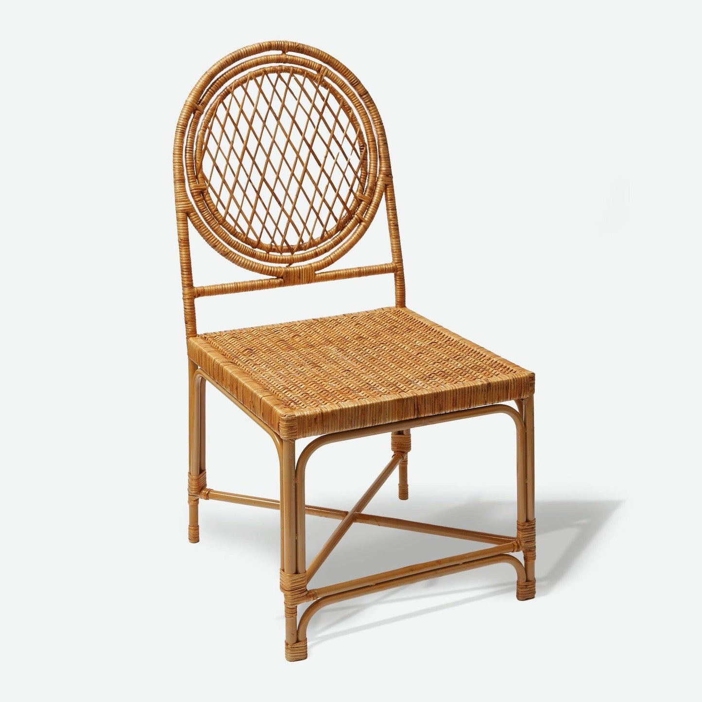 Vivienne Rattan Chair with Ikat Seat Pad Cushion