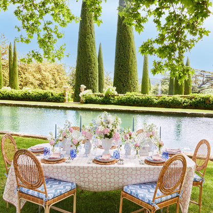 Vivienne Rattan Chair with Ikat Seat Pad Cushion