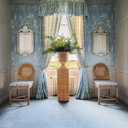 Vivienne Rattan Chair with Ikat Seat Pad Cushion