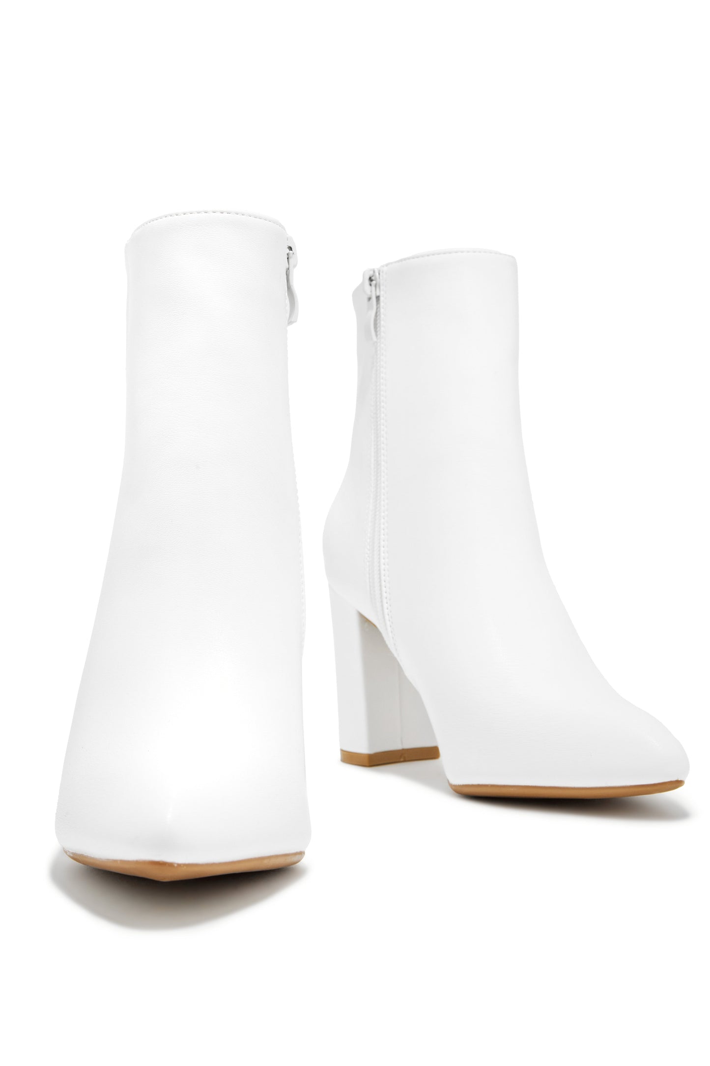 Social Season Block Heel Ankle Boots - White