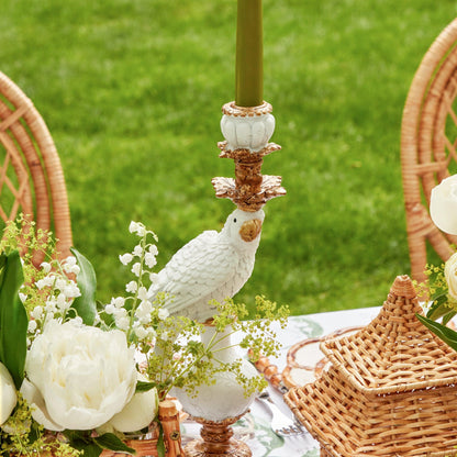 White Parrot Candle Holders (Pair)