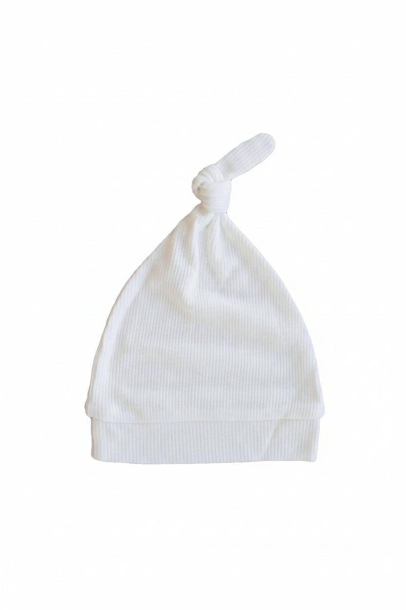 Cloud White Bamboo Waffle Knotted Hat