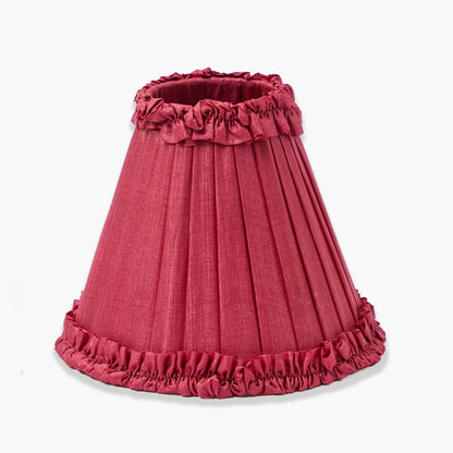 Tall Rechargeable Lamp with Burgundy Frilled Silk Shade (18cm)
