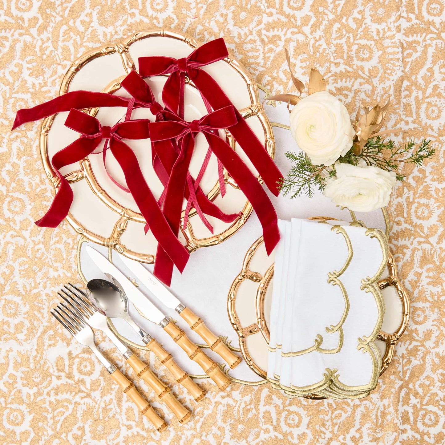 Gold Petal Bamboo Dinner Plates (Set of 4)