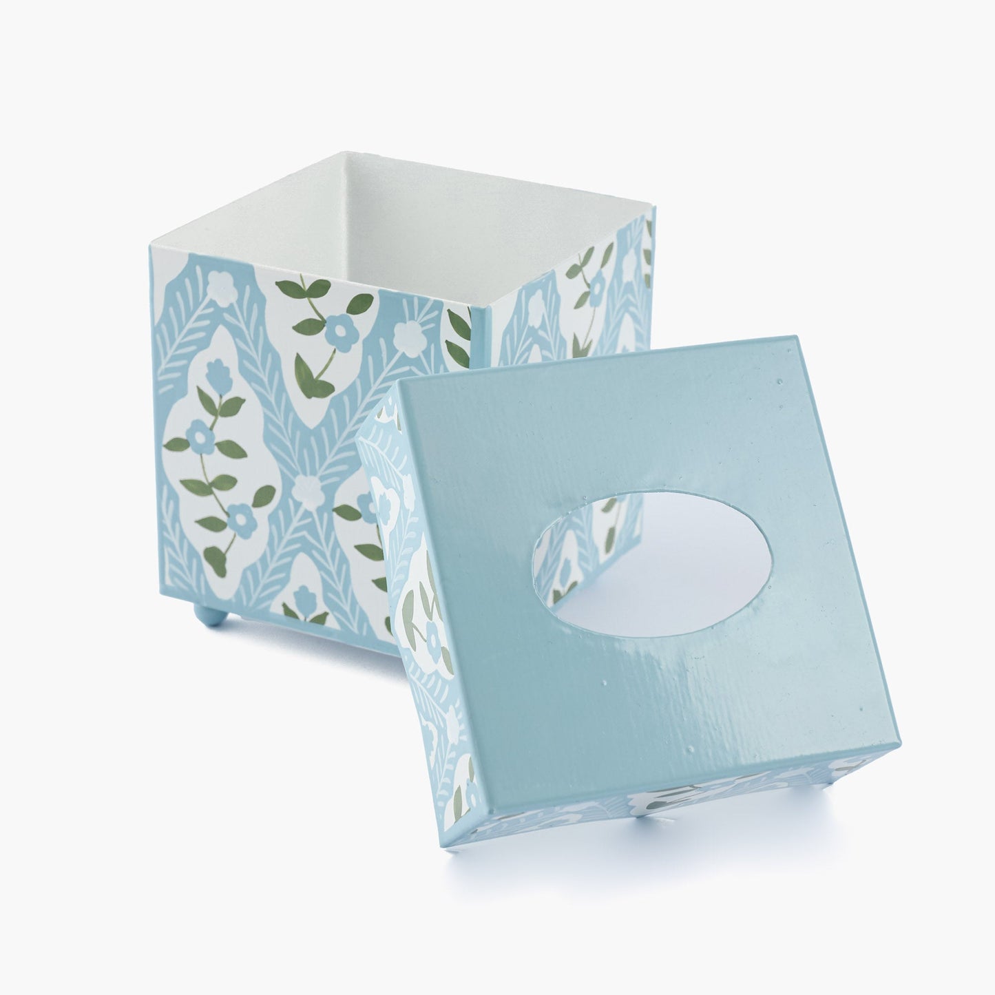 Blue Floral Trellis Tissue Box