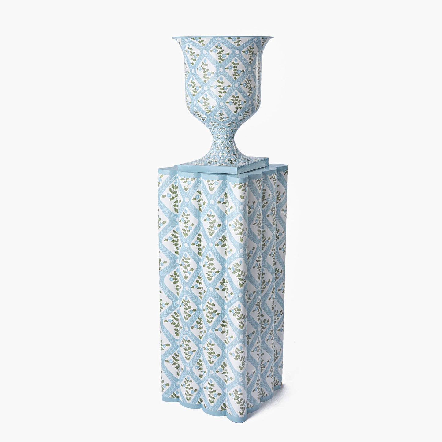 Blue Floral Trellis Urn