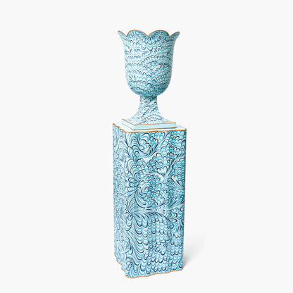 Blue Marble Urn & Pedestal