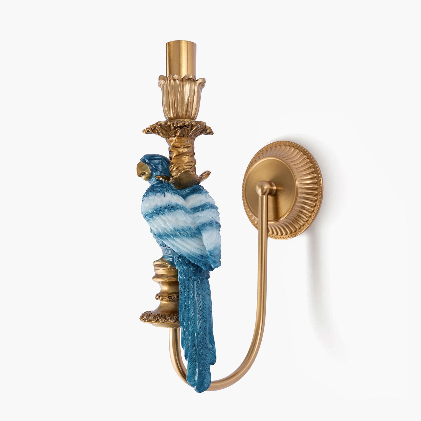 Pair of Blue Parrot Rechargeable Wall Lights with Cream Pleated Shades (14cm)