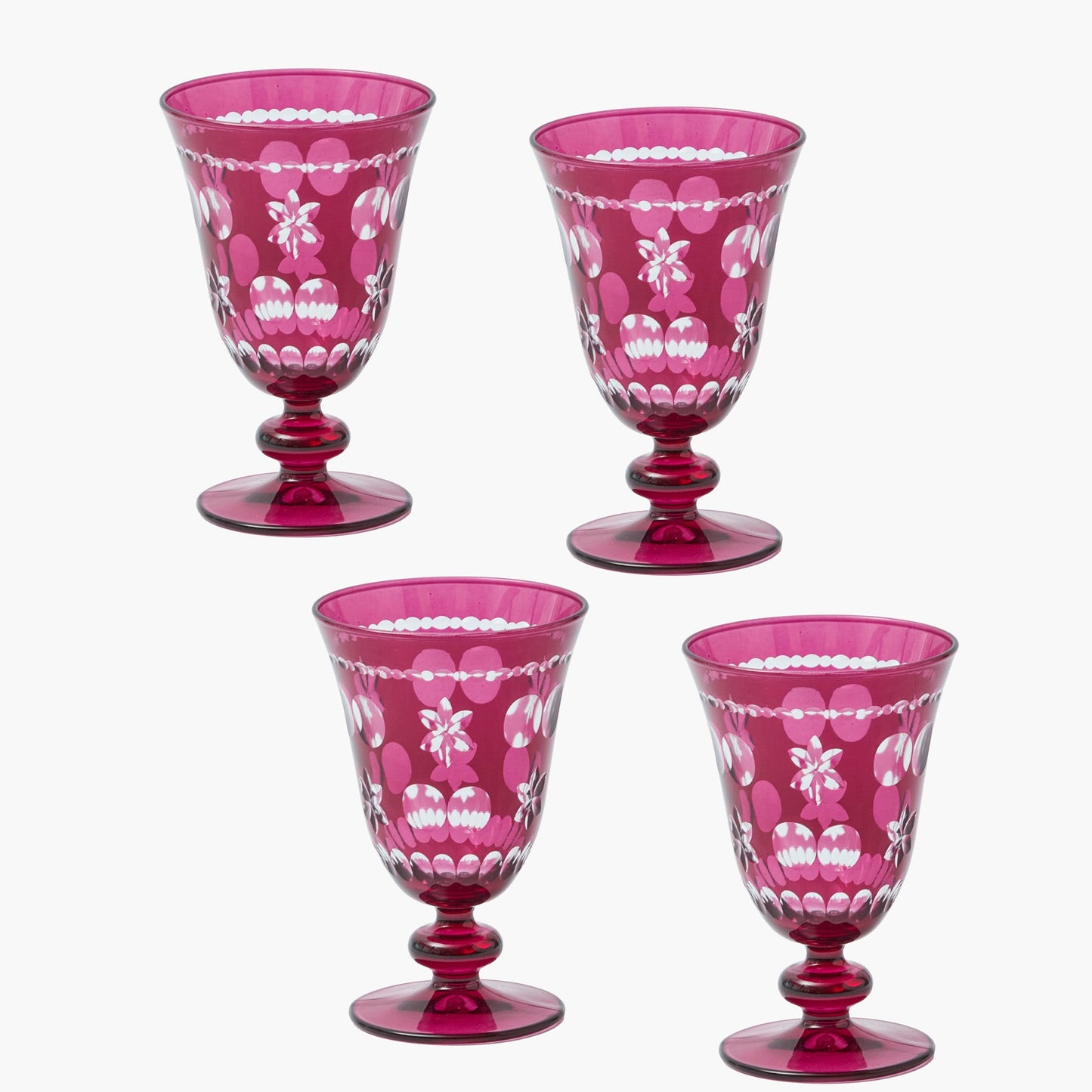 Aubergine Anita Engraved Wine Glasses (Set of 4)